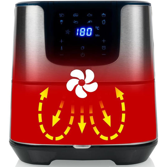Princess 182060 digital aerofryer deluxe xxl heteluchtfriteuse (roestvrij staal zwart, 5,5 liter)