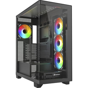 Sharkoon elite shark ca500 midi tower behuizing (zwart | 2x usb-a | 1x usb-c | rgb | tempered glass)