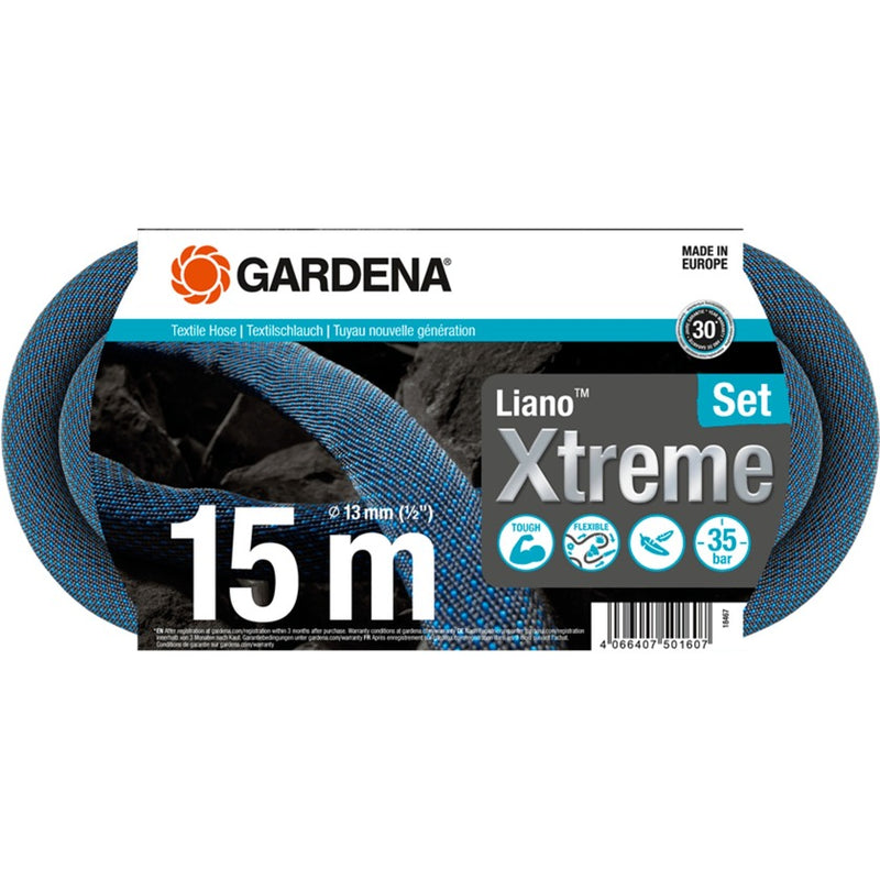 Load image into Gallery viewer, Gardena textielslang liano xtreme 15 m set (donkergrijs oranje)
