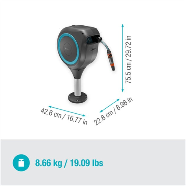 Load image into Gallery viewer, Gardena patio slangbox rollup slanghaspel (grijs turquoise, 20 meter, incl. reinigingsspuit)

