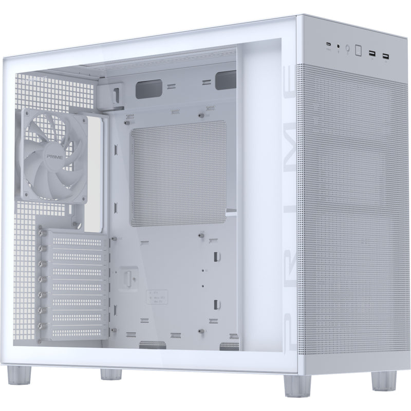 Load image into Gallery viewer, Asus prime ap303 - tempered glass panel midi tower behuizing (wit | 2x usb-a | 1x usb-c | tempered glass)
