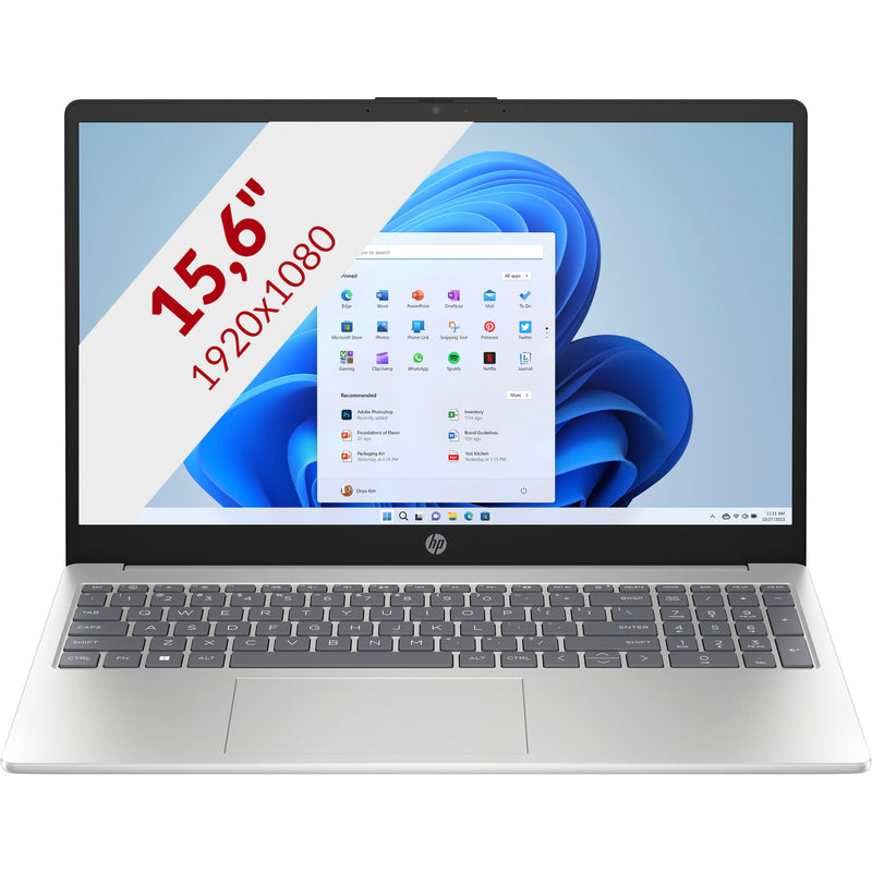 Load image into Gallery viewer, Hp 15-fc0052nd (bn6l1ea) 15.6 laptop (zilver | ryzen 5 7520u | radeon graphics | 8 gb | 512 gb ssd)
