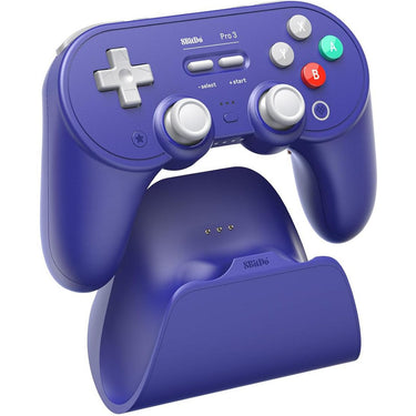 8bitdo pro 3 bluetooth gamepad (paars wit, switch 1 2, pc, android, 2.4 ghz bluetooth usb)