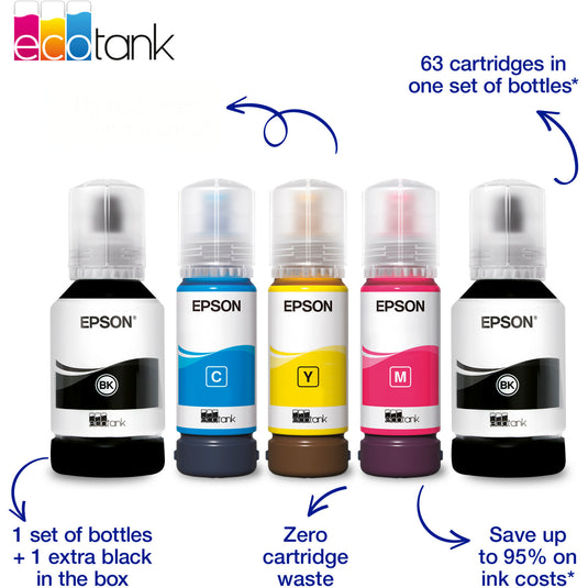 Epson ecotank et-4950 all-in-one inkjetprinter (zwart, faxen, scannen, kopiëren, wifi, inclusief tot 3 jaar inkt)