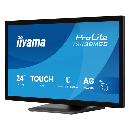 Iiyama prolite t2438msc-b2 23.8 touchscreen monitor (zwart, 120 hz, hdmi, displayport, audio, usb, touch)
