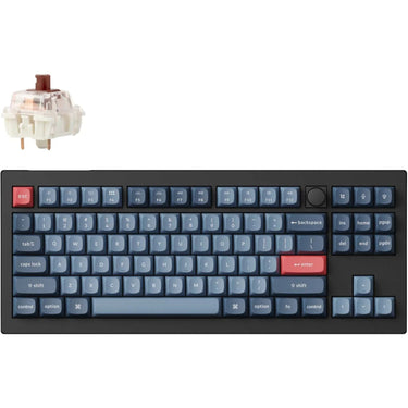 Keychron v3 max-d3 rgb mechanisch toetsenbord (zwart, us lay-out (qwerty), gateron jupiter brown, 80% (tkl), rgb leds, double-shot pbt, hot swap, 2.4 | bluetooth | usb-c, knob)