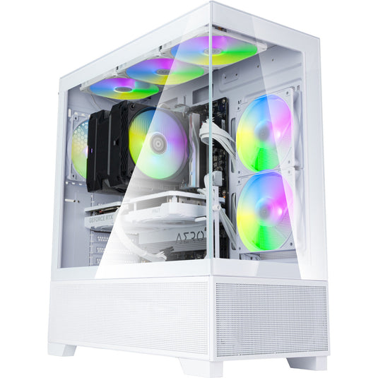 Silverstone lucid 05 mini tower behuizing (wit | 2x usb-a | 1x usb-c | rgb | tempered glass)