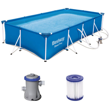 Bestway steel pro frame pool set zwembad (blauw, 400cm x 211cm x 81cm, incl. filterpomp)