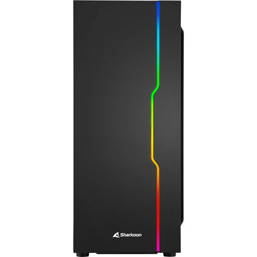 Sharkoon rgb slider midi tower behuizing (zwart | 3x usb-a | rgb | tempered glass)