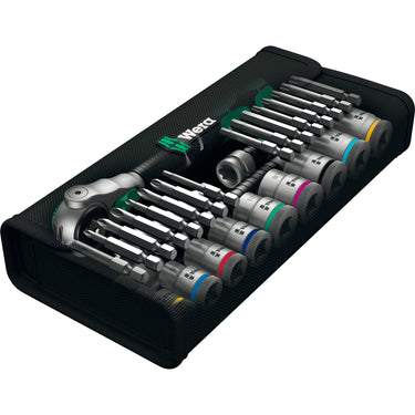 Wera 8100 sb 9 zyklop speed ratelset gereedschapsset (zwart groen, 29-delig, speedratel met draaibare kop)