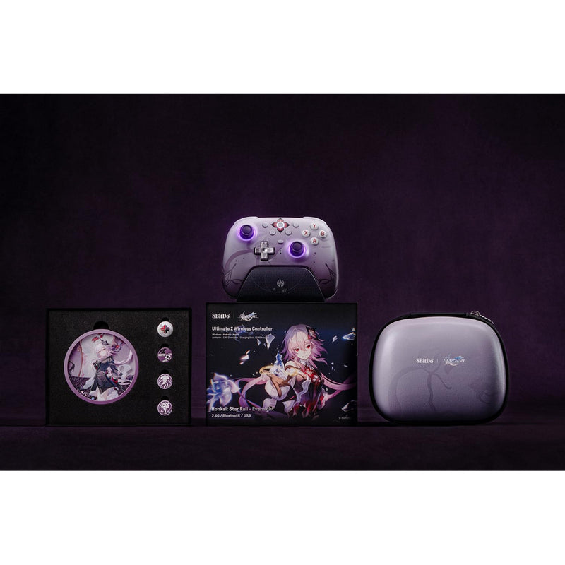 Afbeelding laden in galerijviewer, 8bitdo ultimate 2 wireless controller - honkai: star rail - evernight (donkerpaars, 2.4 ghz bluetooth, usb, pc)
