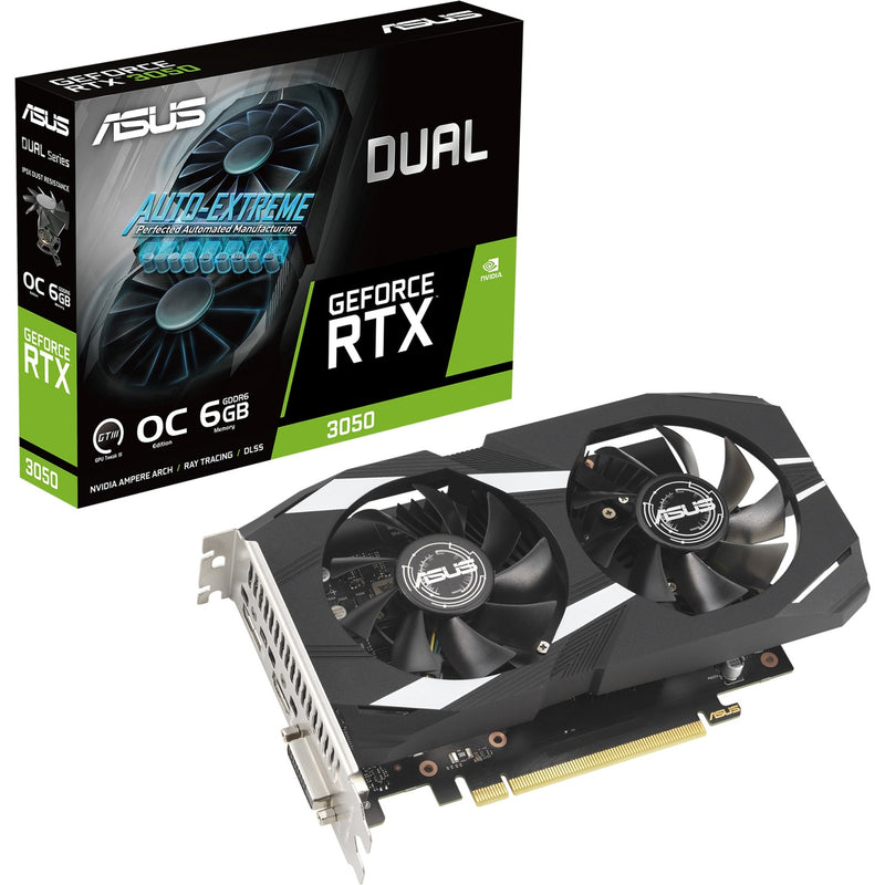 Load image into Gallery viewer, Asus dual geforce rtx 3050 oc edition 6gb gddr6 grafische kaart (1x displayport, 1x hdmi 2.1, 1x dvi-d)
