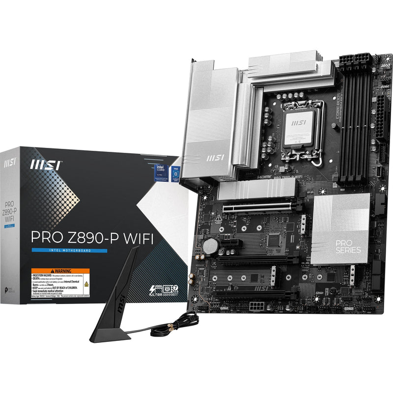 Load image into Gallery viewer, Msi pro z890-p wifi socket 1851 moederbord (zwart zilver, raid, 5gb-lan, wi-fi 7, bt, sound, atx)
