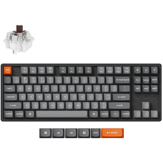 Keychron k8 max-j3, toetsenbord (zwart, us lay-out, super brown, 80% tkl, rgb leds, osa double-shot pbt, hot swap, usb-c | 2.4 ghz | bluetooth 5.1)