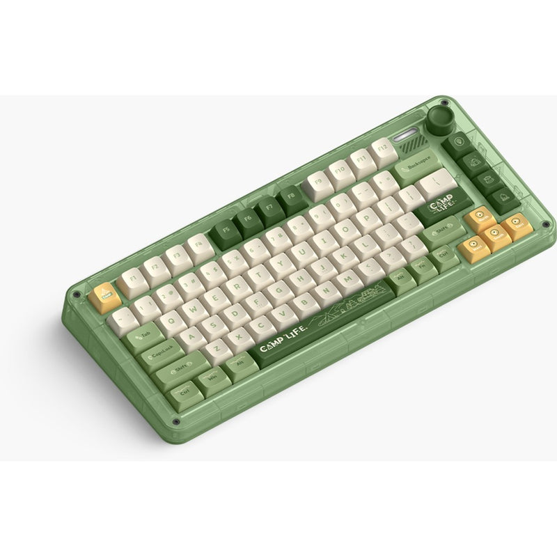 Load image into Gallery viewer, Iqunix zx75 camping wireless mechanical keyboard (groen, us lay-out (qwerty), cherry mx blue, 75%, rgb leds, hot-swappable, double-shot pbt, 2.4ghz | bluetooth 5.1 | usb-c)

