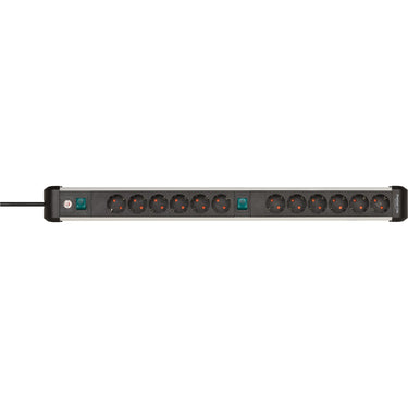 Brennenstuhl premium-alu-line stekkerdoos 12-voudig 3 m h05vv-f 3g1,5 2x 6-voudig schakelbare contactdozen