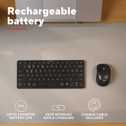 Trust nado ii bluetooth-toetsenbord (zwart, us lay-out (qwerty), scissor switches, 80% (tkl) , bluetooth)
