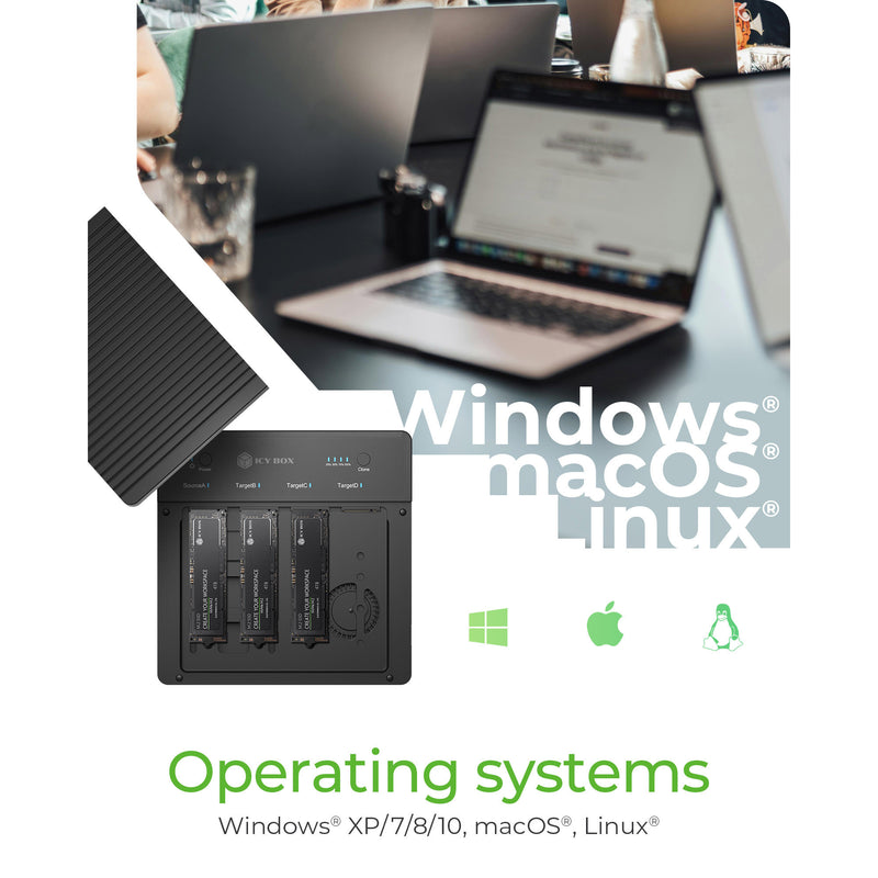 Load image into Gallery viewer, Icy box ib-4013mcl-c4 4-bays usb4® duplicator (1:3 klonen) dockingstation (zwart)
