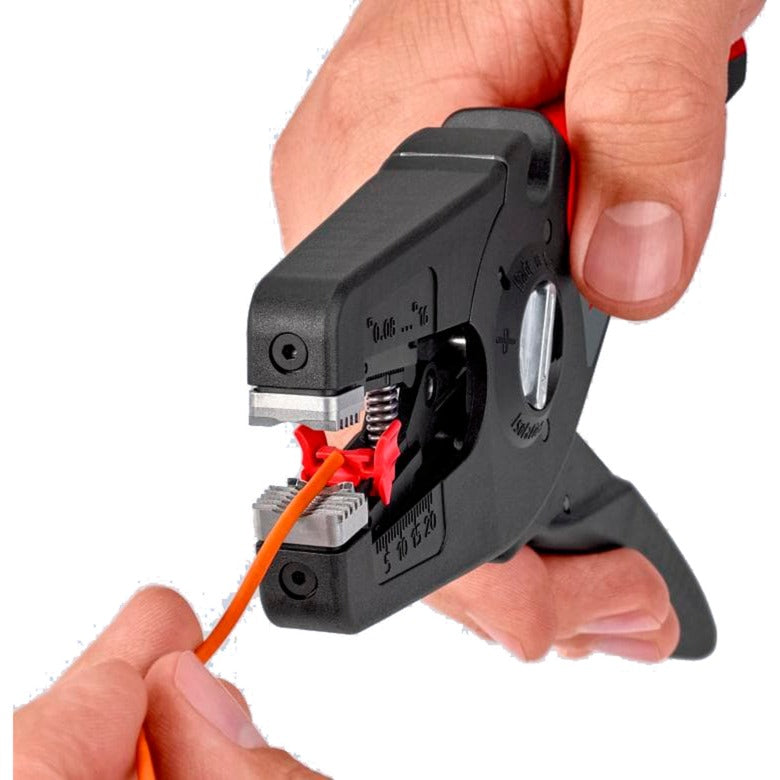 Load image into Gallery viewer, Knipex precistrip16 automatische afstriptang (zwart rood, geïntegreerde draadsnijder)
