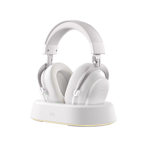 Mchose v9 turbo+ magnetic wireless over-ear gaming headset (wit zilver, nintendo switch, playstation 4, playstation 5, mobiel, pc, 2.4g bluetooth usb)