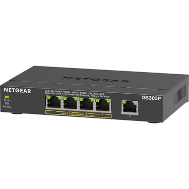 Netgear 5-port poe+ gigabit ethernet soho unmanaged switch (gs305p) (zwart)
