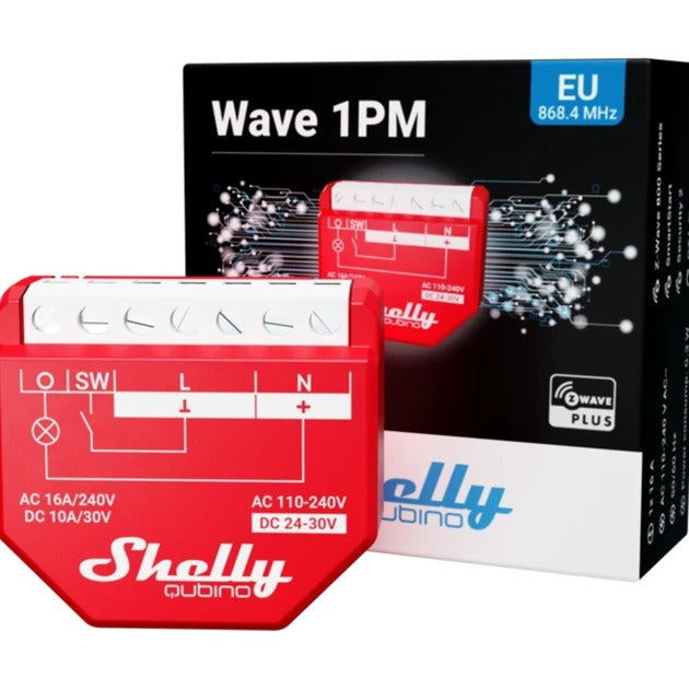 Load image into Gallery viewer, Shelly qubino wave 1 pm relais (rood, 1-kanaals, z-wave)
