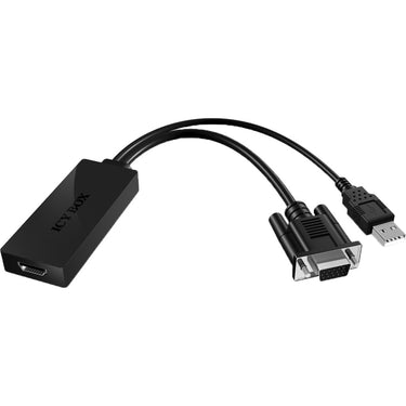 Icy box ib-ac512 vga + audio - hdmi adapter (zwart)