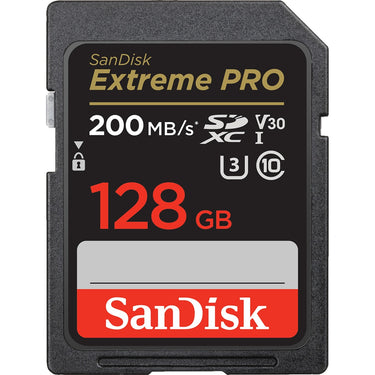 Sandisk extreme pro 128 gb sdxc geheugenkaart (zwart, uhs-i, class 10, u3, v30)