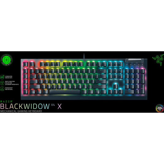 Razer blackwidow v4 x, gaming toetsenbord (zwart, us lay-out, green, rgb leds, doubleshot abs)