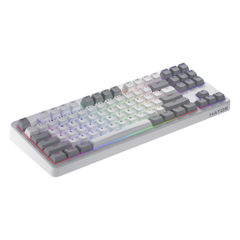 Load image into Gallery viewer, Hator rockfall 3 tkl wireless rgb mechanisch gaming toetsenbord (wit, us lay-out (qwerty), hator aurum orange, 80% (tkl), rgb, pbt keycaps, hotswap, 2.4 ghz bluetooth usb-c)
