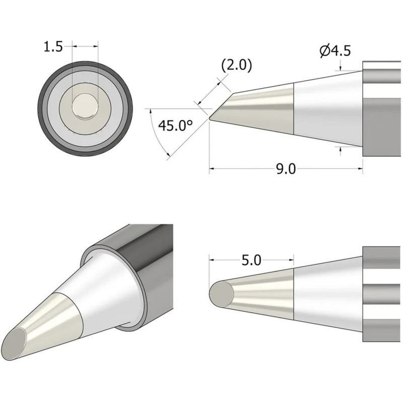 Load image into Gallery viewer, Ifixit fixhub soldeerpunt, conisch-afgeschuind, 1,5 mm soldeerbout (zilver)

