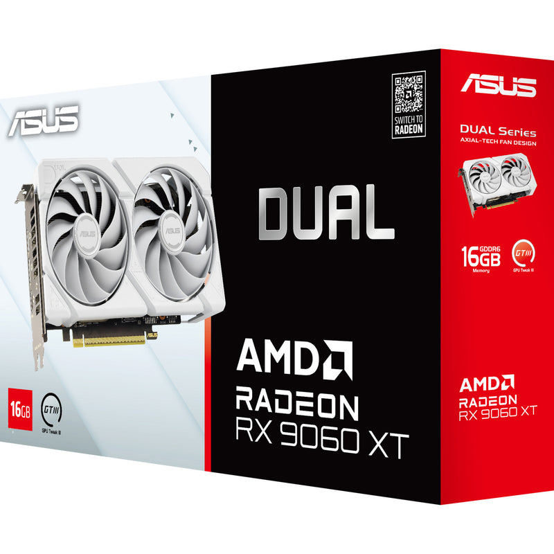 Load image into Gallery viewer, Asus radeon rx 9060 xt dual white edition 16gb grafische kaart (wit, rdna4, gddr6, 2x displayport, 1x hdmi 2.1)
