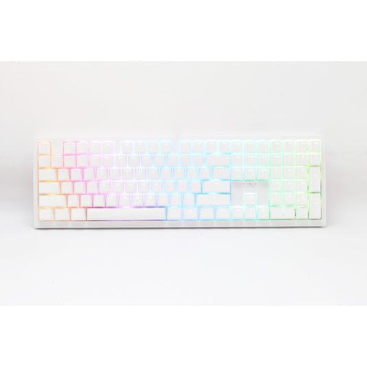 Ducky zero 6108 pure white rgb mechanisch gaming toetsenbord (wit, us lay-out (qwerty), cherry mx2a red, 100%, rgb leds, double-shot pbt, hot swap, 2.4ghz | bluetooth | usb-c)