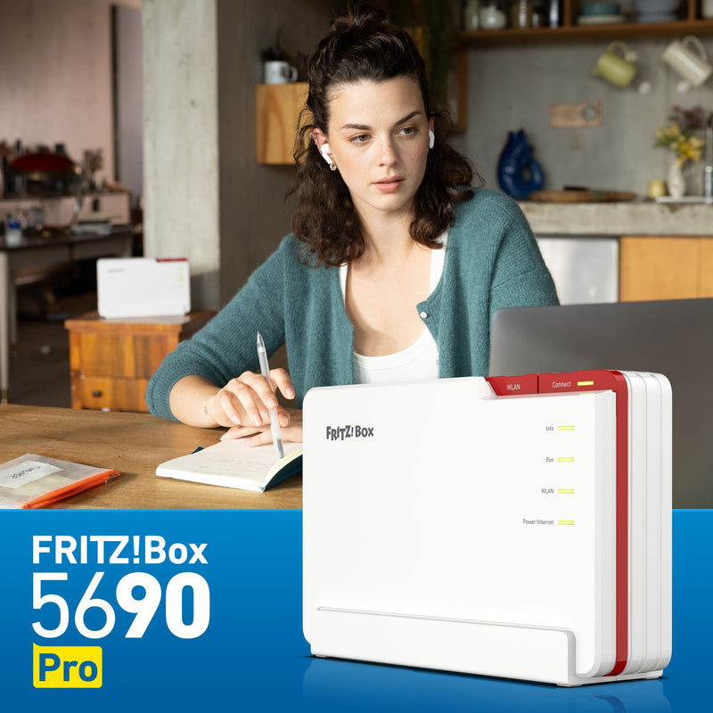 Load image into Gallery viewer, Fritz! box 5690 pro edition international router (wit rood, mesh wi-fi)
