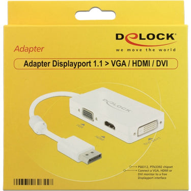 Delock displayport > vga hdmi dvi adapter (wit, 0,16 meter)