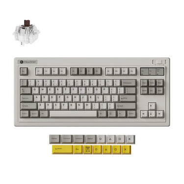 Keychron r3-m3 qmk wireless mechanical keyboard (grijs, us lay-out (qwerty), super brown, 80% (tkl), rgb, cherry pbt, hot swap, 2.4 ghz bluetooth 5.3 usb-c)