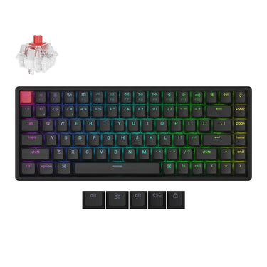 Keychron k2 qmk-c1 rgb mechanisch toetsenbord (zwart, us lay-out (qwerty), super red, 75%, rgb, cherry double-shot pbt, bluetooth 5.2 | usb-c)