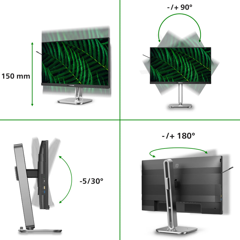Load image into Gallery viewer, Philips 24b2g5301 23.8 monitor (zilver zwart, vga, hdmi, displayport, usb-c, lan, audio, 100 hz)
