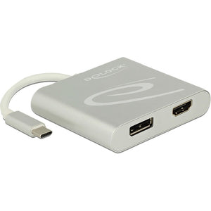 Delock usb-c > 1x hdmi + 1x displayport adapter (zilver, 0,1 meter, 4k)