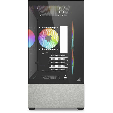 Sharkoon mk7 argb mini tower behuizing (zwart | 2x usb-a | 1x usb-c | rgb | tempered glass)