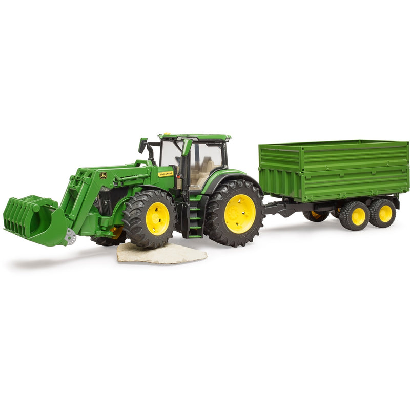 Load image into Gallery viewer, Bruder john deere 7r 350 met frontlader en transportaanhanger modelvoertuig (03155)
