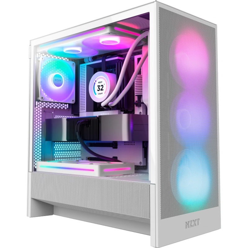 Load image into Gallery viewer, Nzxt h5 flow rgb v2 midi tower behuizing (wit | 1x usb-a | 1x usb-c | rgb | tempered glass)

