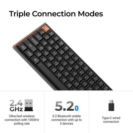 Keychron k3 max se qmk wireless custom mechanical keyboard (zwart, us lay-out (qwerty), milk pom brown, 75%, rgb, hot swap, 2.4 ghz | bluetooth 5.3 | usb-c)