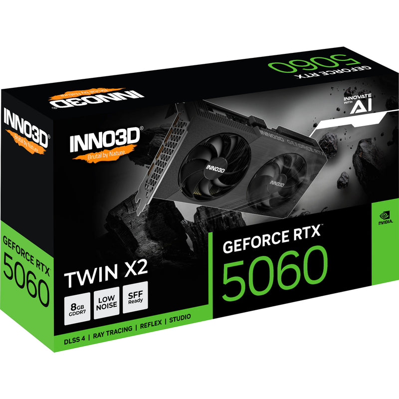 Load image into Gallery viewer, Inno3d geforce rtx 5060 twin x2 8gb grafische kaart (dlss 4, 3x displayport, 1x hdmi 2.1)
