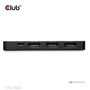 Club 3d displayport naar triple hdmi 8k60hz hub (zwart)