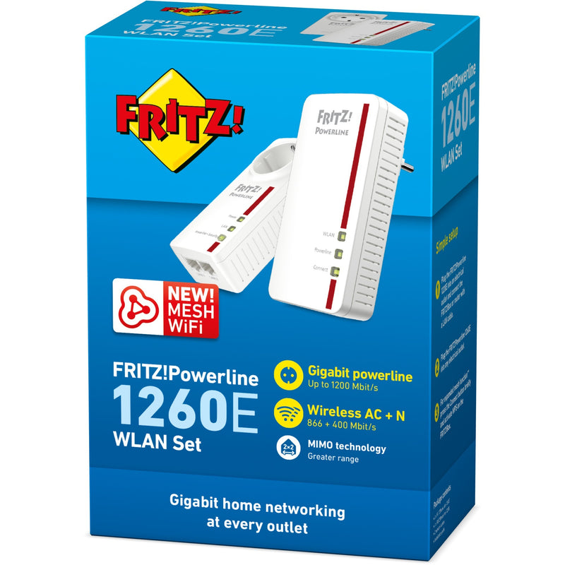 Load image into Gallery viewer, Fritz! powerline 1260e wlan set international powerline + wlan (wit, mesh wi-fi)
