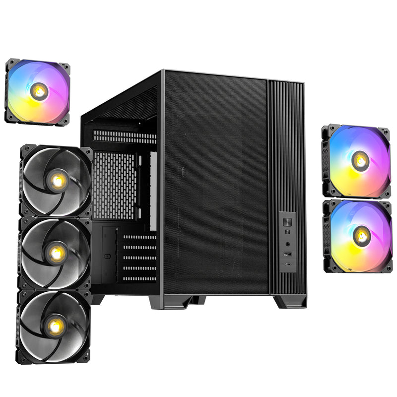Load image into Gallery viewer, Antec flux m mini tower behuizing (zwart | 1x usb-a | 1x usb-c | tempered glass)
