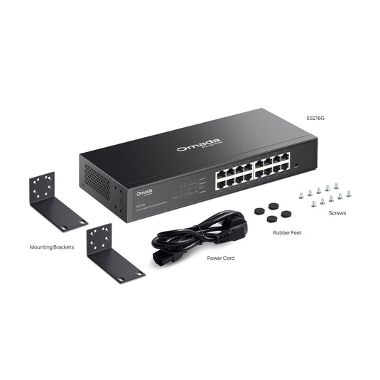 Tp-link omada es216g 16-poort gigabit easy managed switch (zwart)