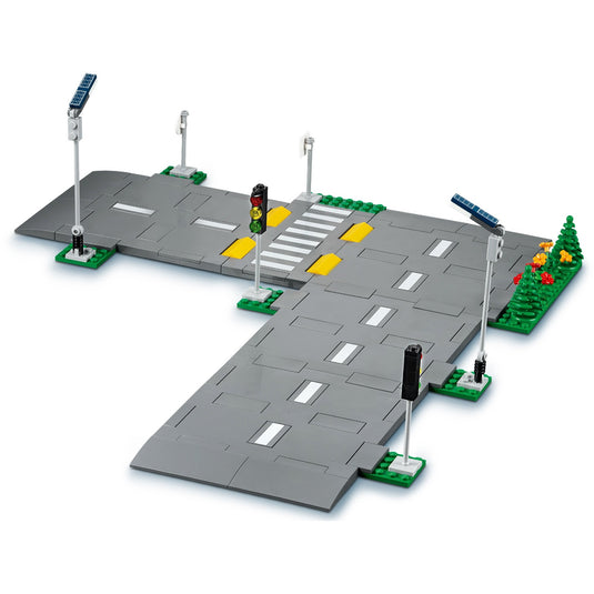 Lego ® city wegplaten 60304 bouwset; bouwbare speelgoedweg; maak de wegplaten vast aan je stad om deze uit te breiden; met lantaarnpalen, stoplichten, verkeersborden, bomen en planten, verkeersdrempels en een zebrapad (112 onderdelen)