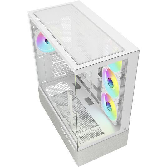 Sharkoon ak7 argb midi tower behuizing (wit | 2x usb-a | 1x usb-c | rgb | tempered glass)